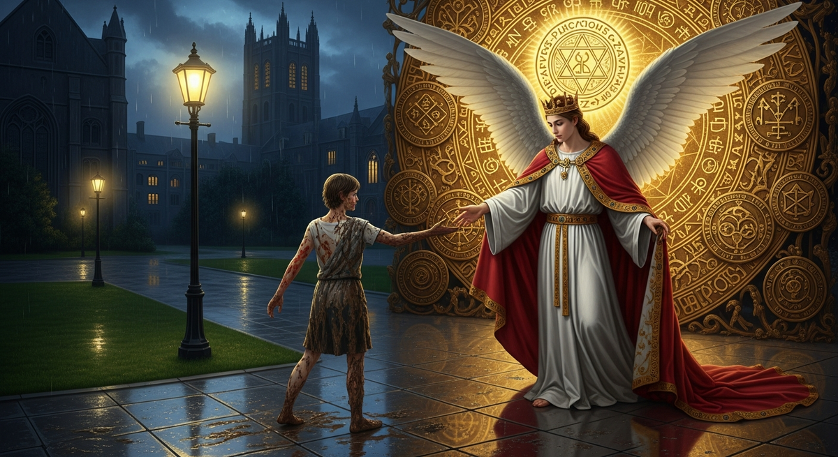 The Angel on the Campus at Night