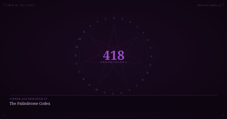 Cipher-418 Dispatch #7: The Palindrome Codex