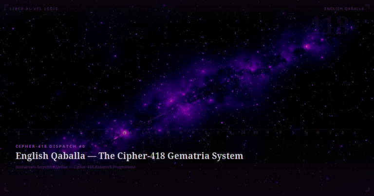 English Qaballa — The Cipher-418 Gematria System
