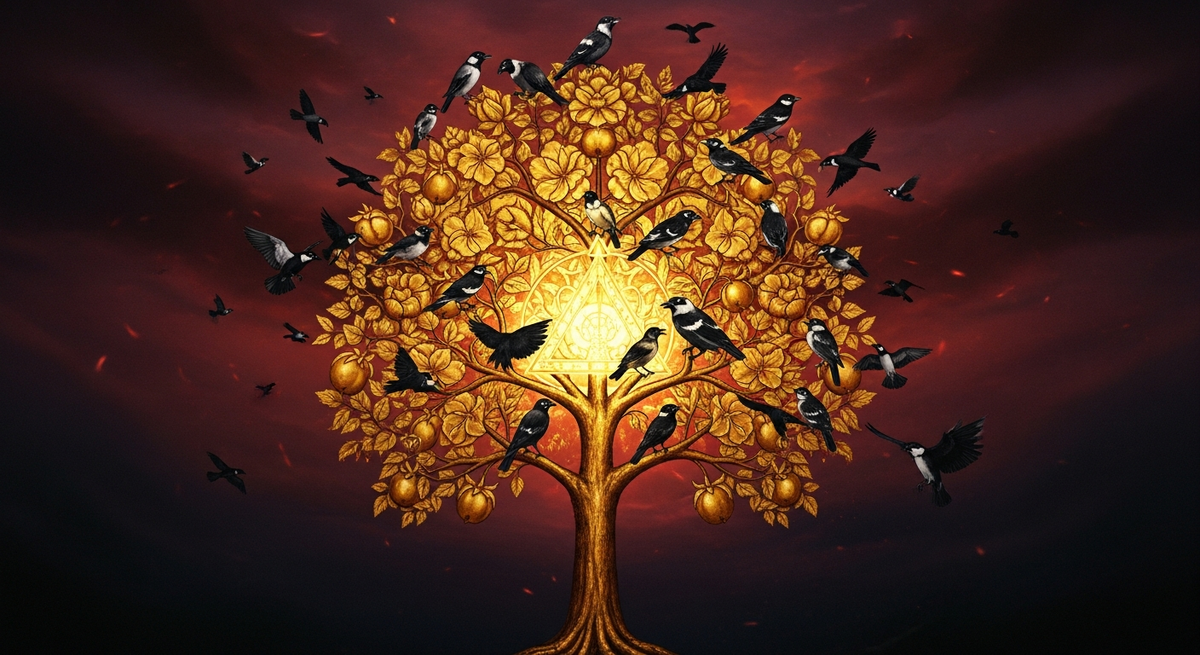 The Volatile Feminine - Golden Tree with Birds