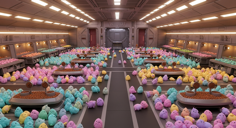 A cargo bay converted into a tribble habitat
