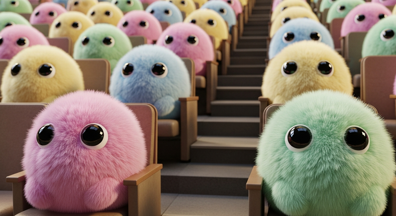 Tribbles in lecture hall seats