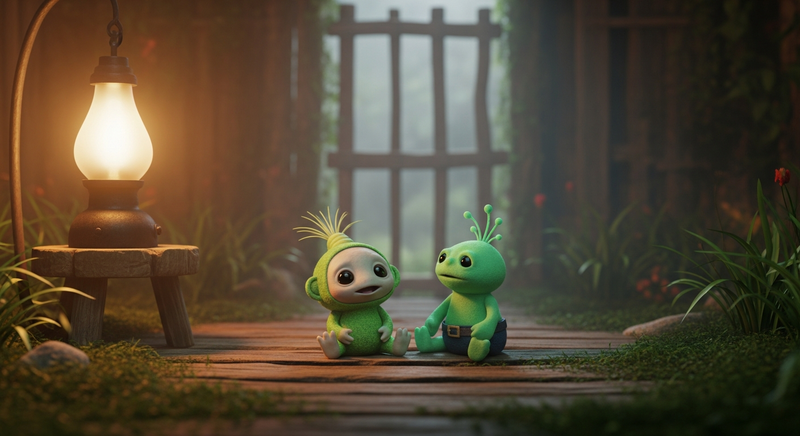 Green tribble next to Yoda in his hut