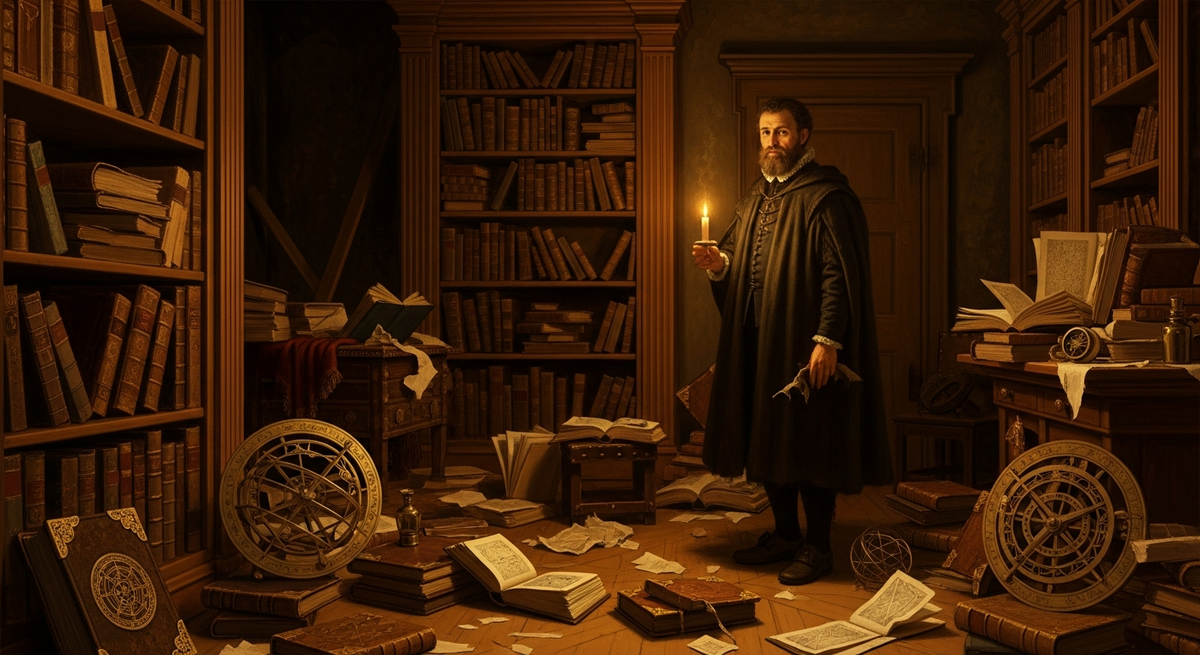 The Scholar-Magician in His Ransacked Library